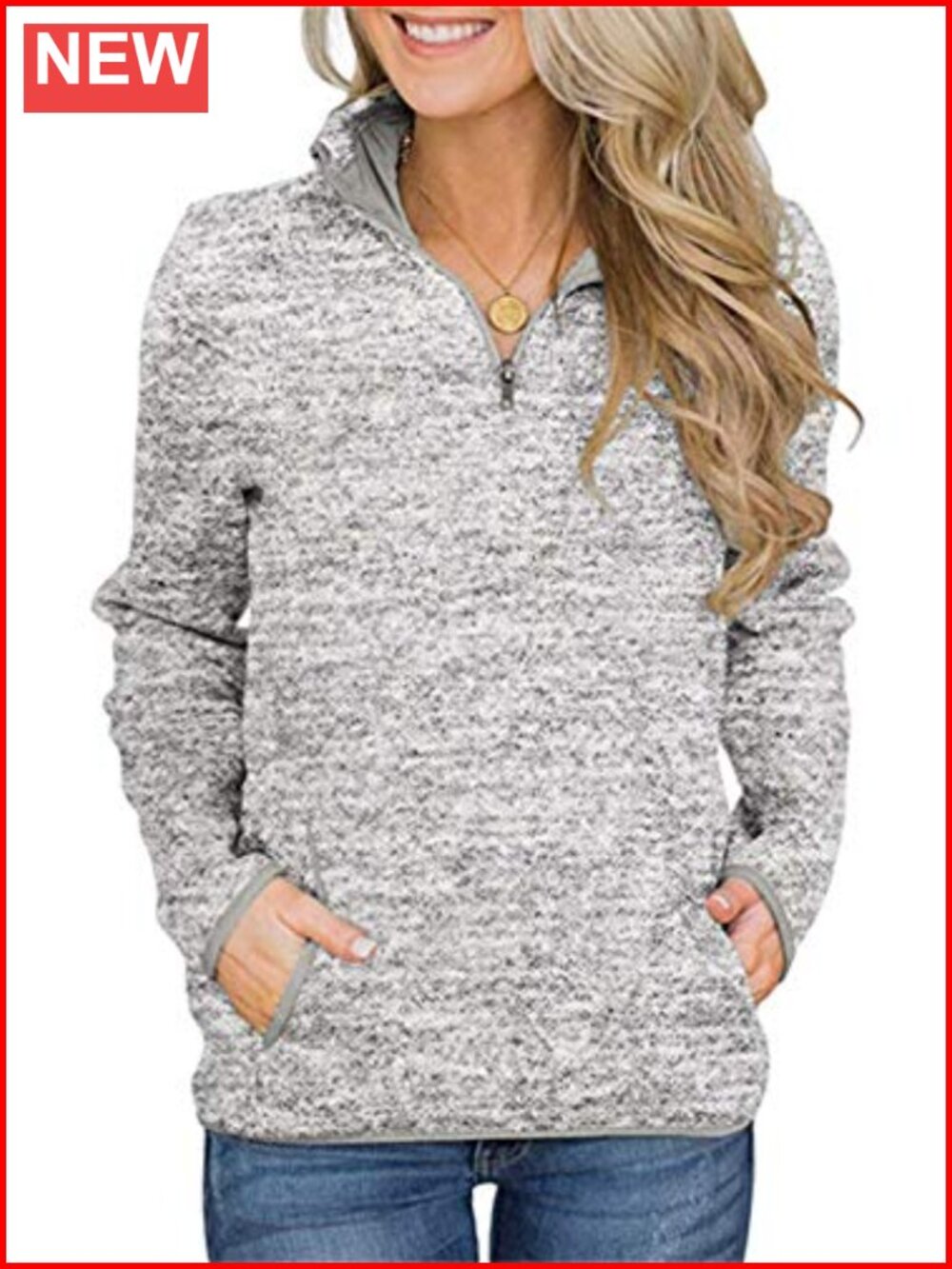 Artfish Quarter Zip Casual Pullover Lightweight Fleece Sweatshirt with Pockets